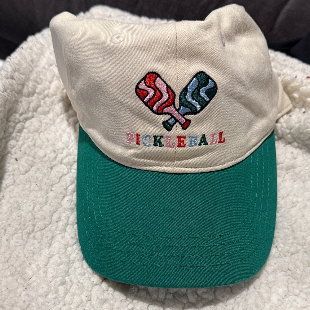 Pickleball Embroidered Cream and Green Hat